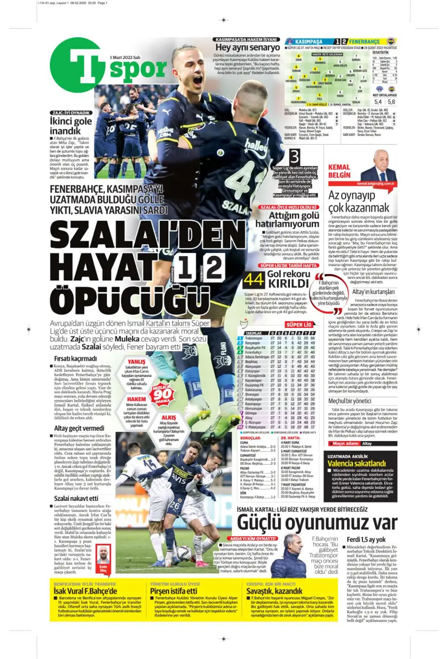 Günün spor manşetleri (1 Mart 2022) 15