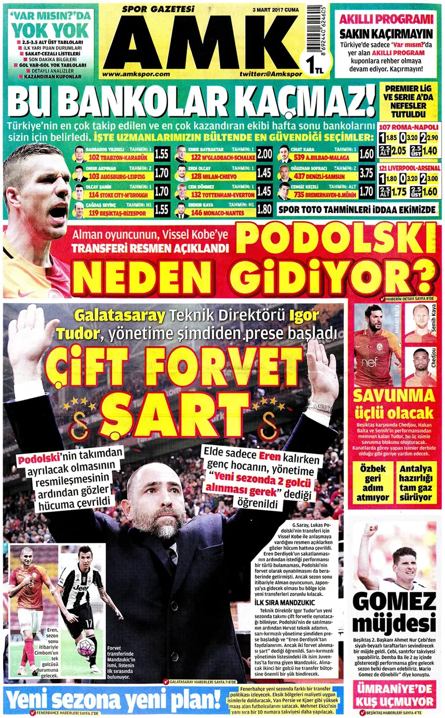 Günün gazete manşetleri - 3 Mart 2017 20