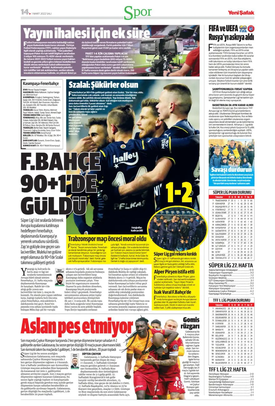Günün spor manşetleri (1 Mart 2022) 17