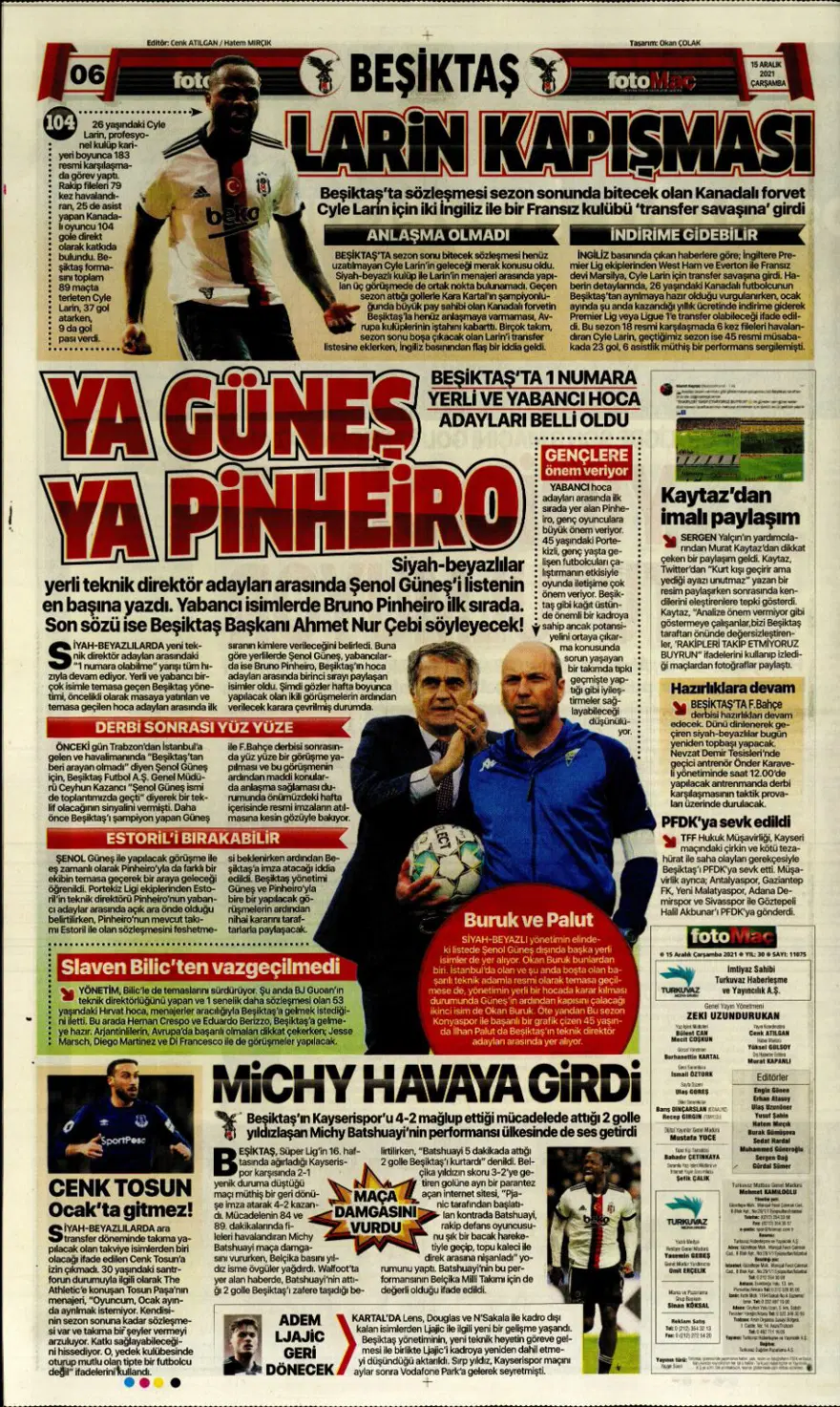 Günün spor manşetleri (15 Aralık 2021) 4 Günün spor manşetleri (15 Aralık 2021) 4