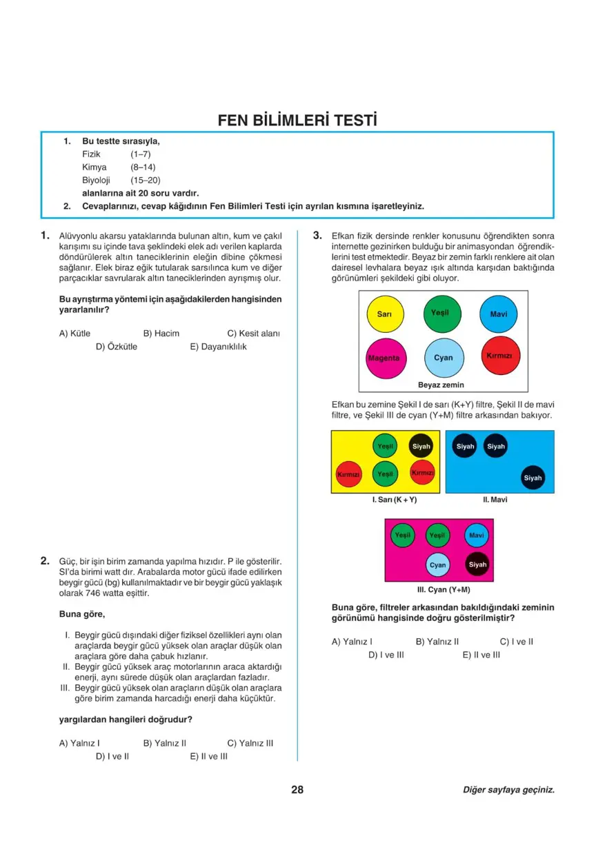 Uğur Okulları TYT -1 deneme sınavı 27