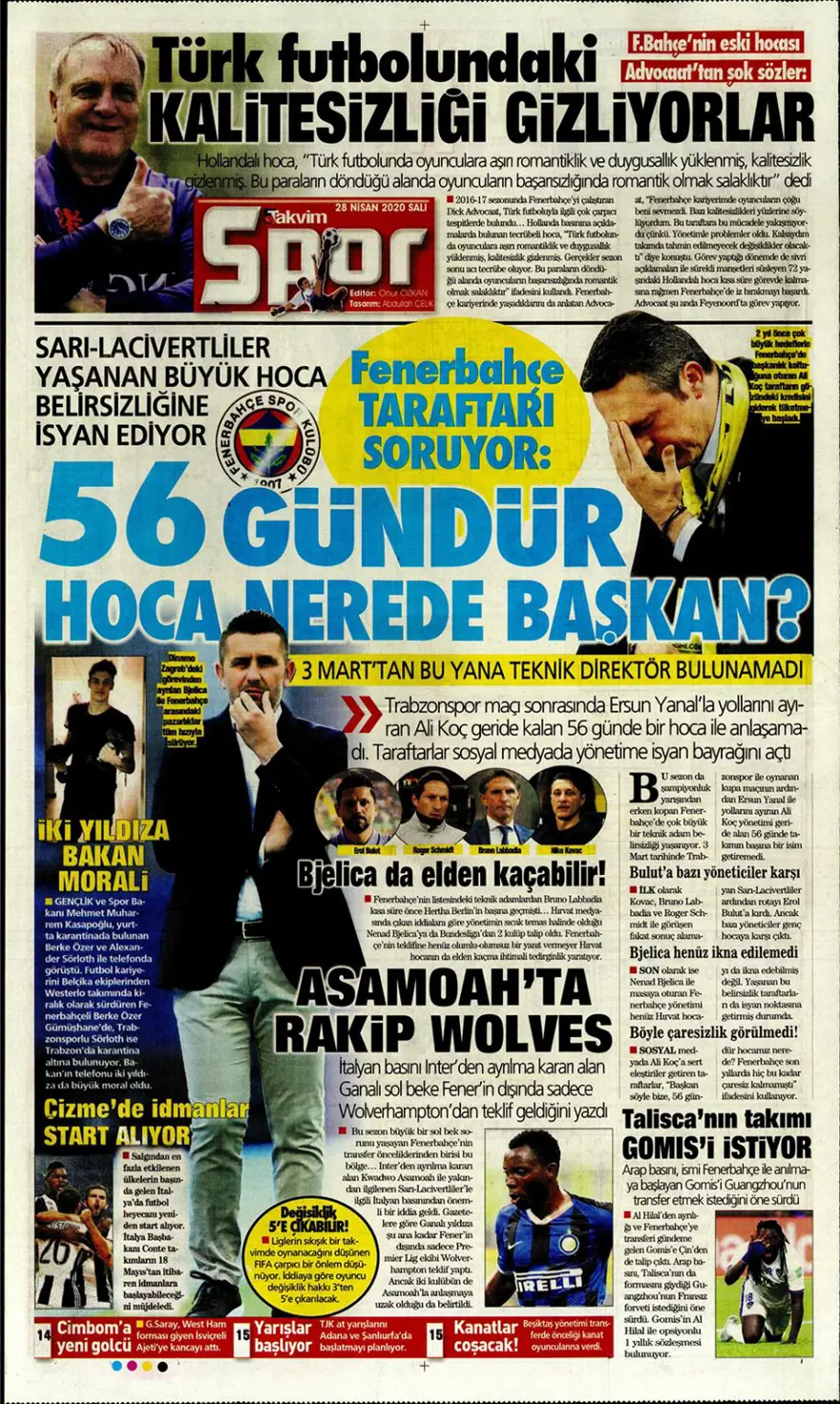 Günün spor manşetleri (28 Nisan 2020) 5