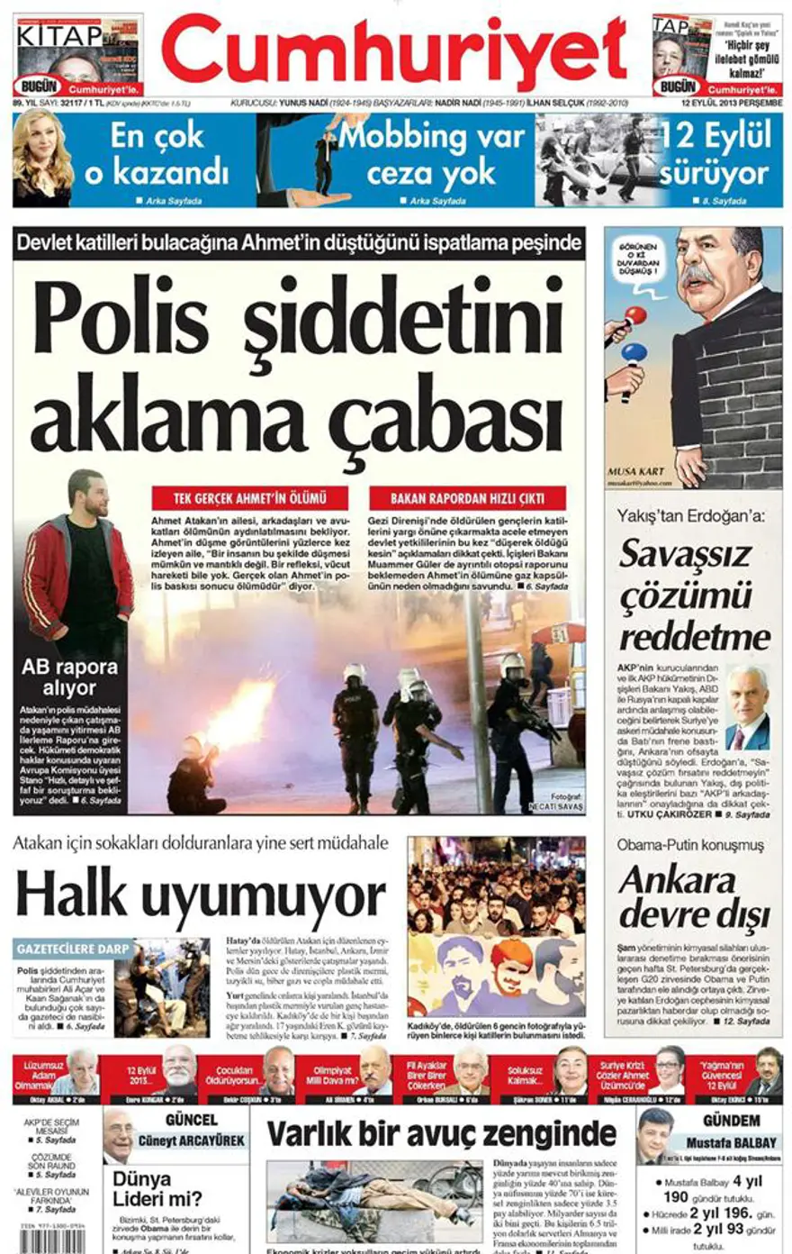 12 Eylül 2013 gazete manşetleri 18
