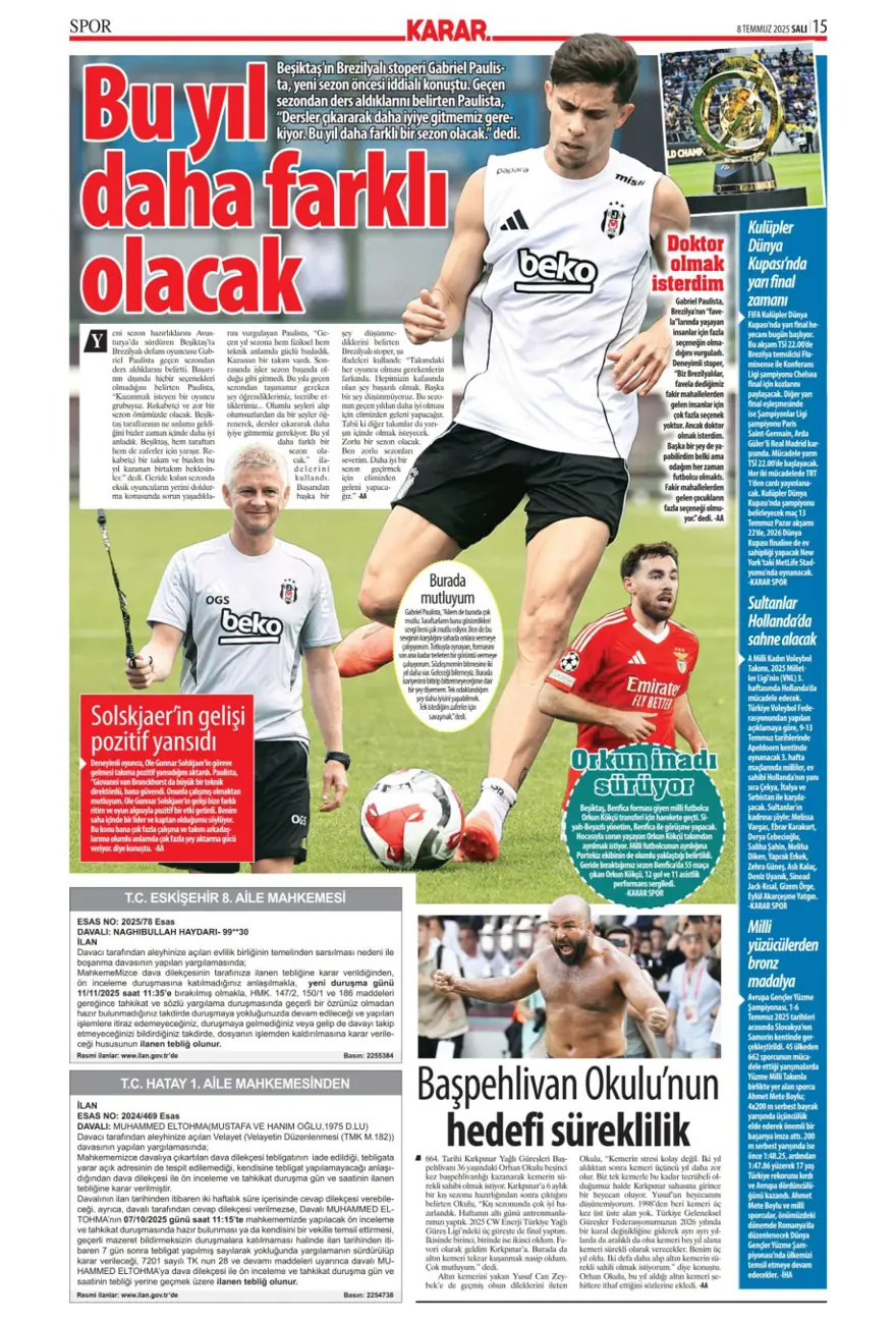 "100 milyon euro paniği" (8 Temmuz 2025 spor manşetleri) 11