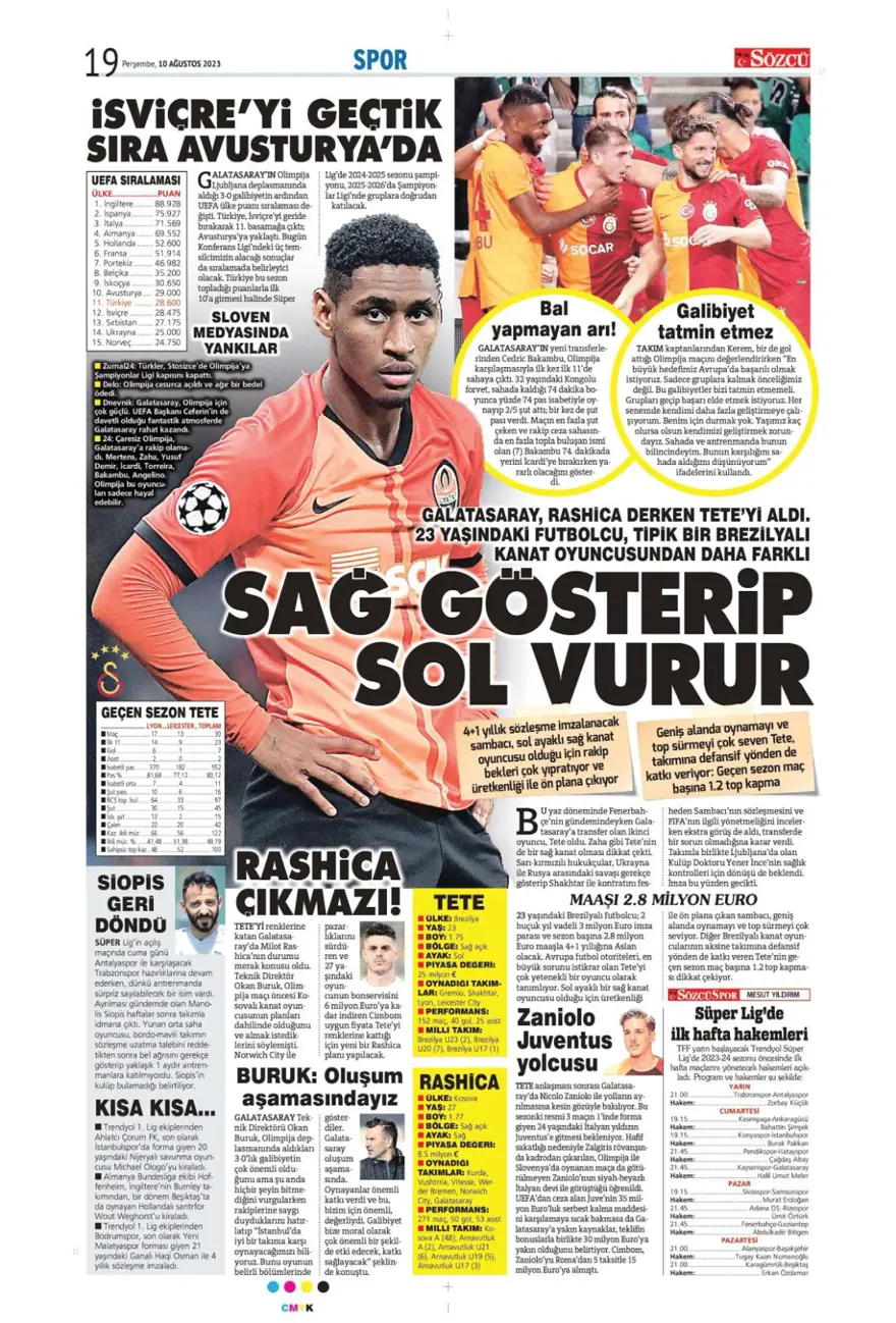 "İnat kırıldı, Livakovic geliyor" | 10 Ağustos 2023 spor manşetleri 10 "İnat kırıldı, Livakovic geliyor" | 10 Ağustos 2023 spor manşetleri 10