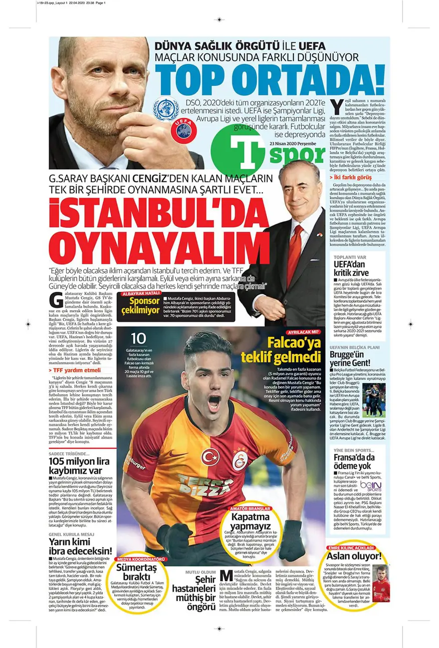 Günün spor manşetleri (23 Nisan 2020) 12