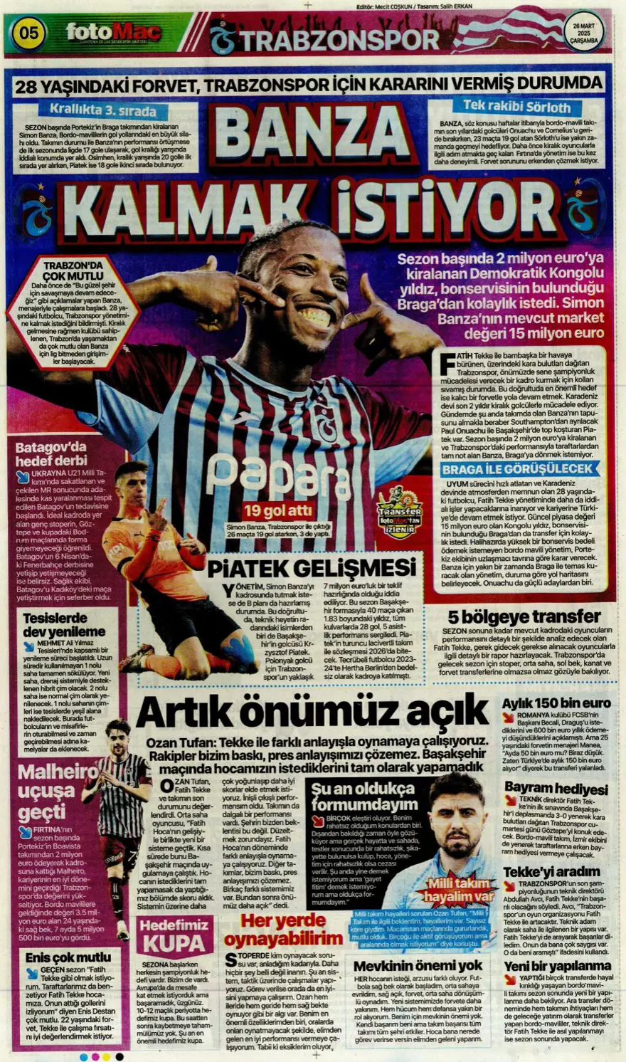 "Mourinho, Sancho'yu istedi" (26 Mart 2025 spor manşetleri) 4