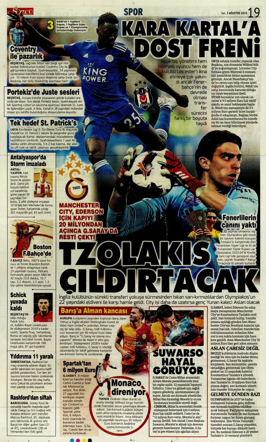 "Mou'nun prensi Kerem" (5 Ağustos spor manşetleri) 22 "Mou'nun prensi Kerem" (5 Ağustos spor manşetleri) 22