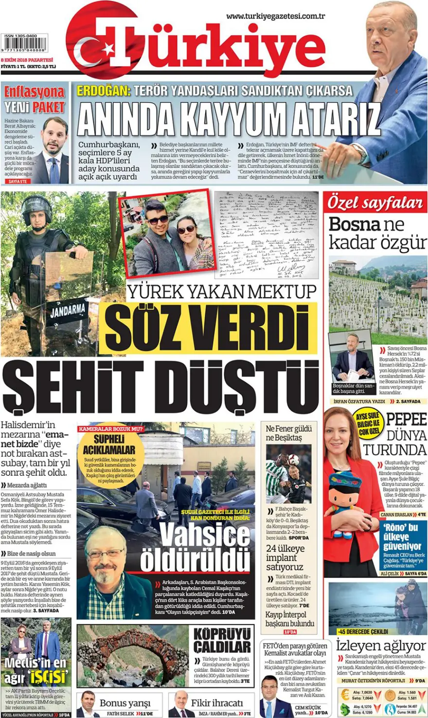 Günün gazete manşetleri - 8 Ekim 2018 6