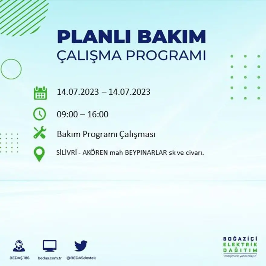 İstanbul'un 15 ilçesinde elektrik kesintisi ( Avcılar, Bağcılar, Bahçelievler, Başakşehir, Beyoğlu, Büyükçekmece...) Elektrikler ne zaman gelecek? 14 İstanbul'un 15 ilçesinde elektrik kesintisi ( Avcılar, Bağcılar, Bahçelievler, Başakşehir, Beyoğlu, Büyükçekmece...) Elektrikler ne zaman gelecek? 14