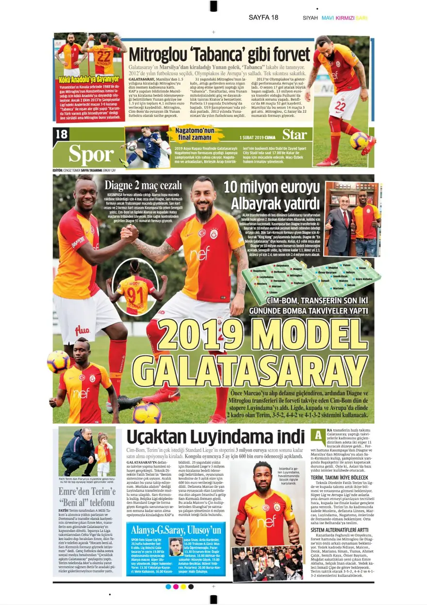 Günün spor manşetleri (1 Şubat 2019) 12