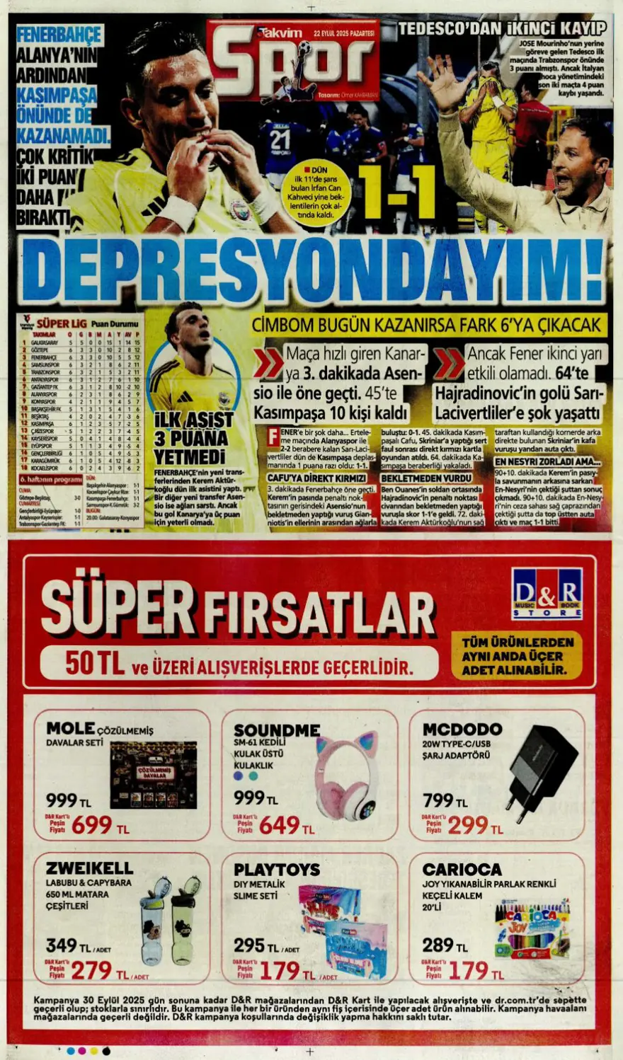 "Başkanı değişti, kaderi değişmedi" (22 Eylül spor manşetleri) 27