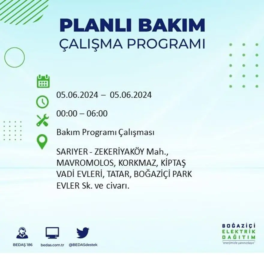 İstanbul'un 19 ilçesinde elektrik kesintisi: Elektrikler ne zaman gelecek? (5 Haziran BEDAŞ kesinti programı) 48 İstanbul'un 19 ilçesinde elektrik kesintisi: Elektrikler ne zaman gelecek? (5 Haziran BEDAŞ kesinti programı) 48
