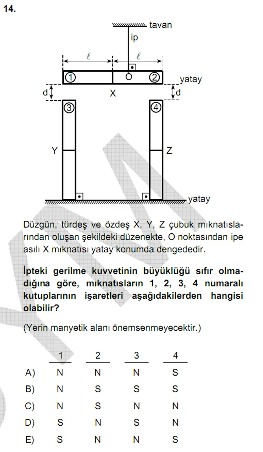 YGS Fen Bilimleri Soruları ve Yanıtları 13