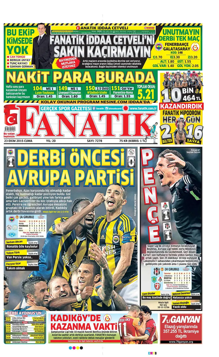 Günün gazete manşetleri - 23 Ekim 2015 20