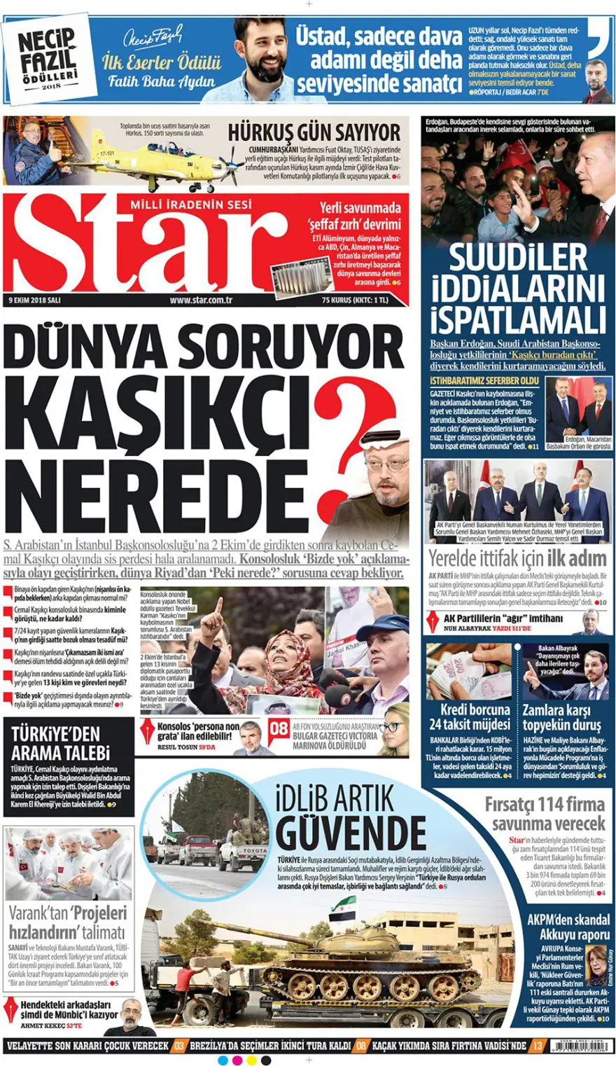 Günün gazete manşetleri - 9 Ekim 2018 9