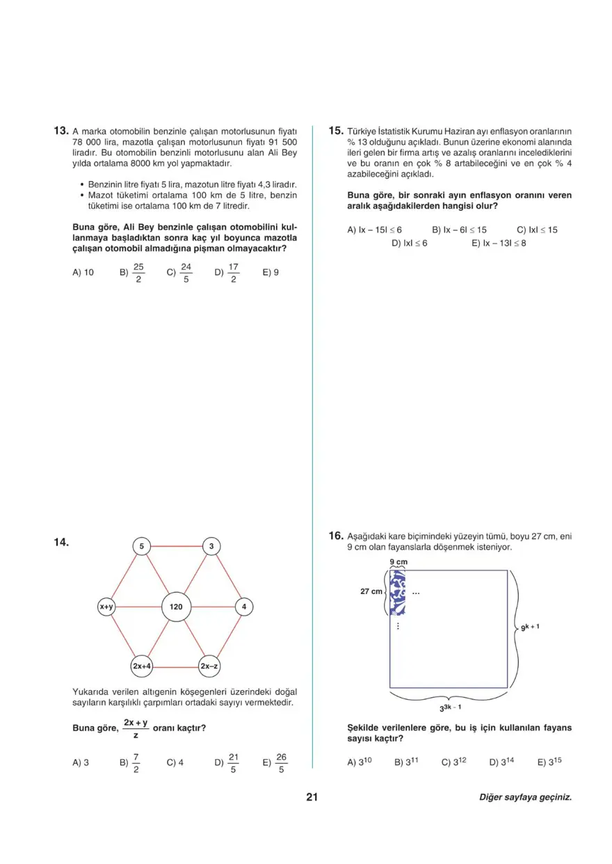 Uğur Okulları TYT -1 deneme sınavı 20