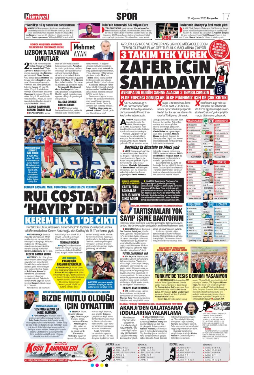 "Akanji müjdesi" (21 Ağustos spor manşetleri) 17