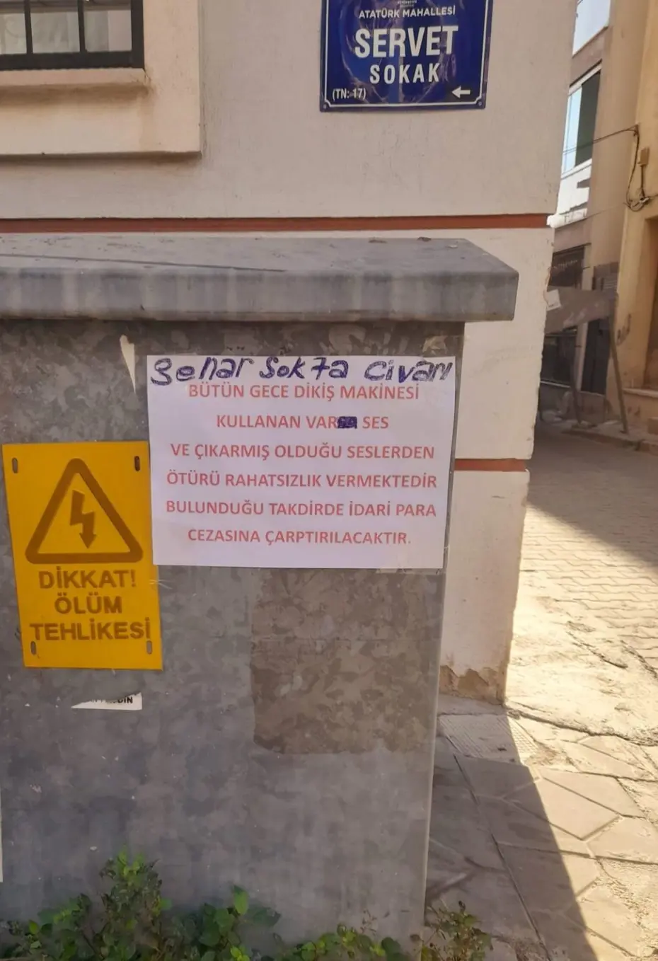 Dikiş makinesi ile gürültü yaptığı iddia edilen kişi afişle uyarıldı