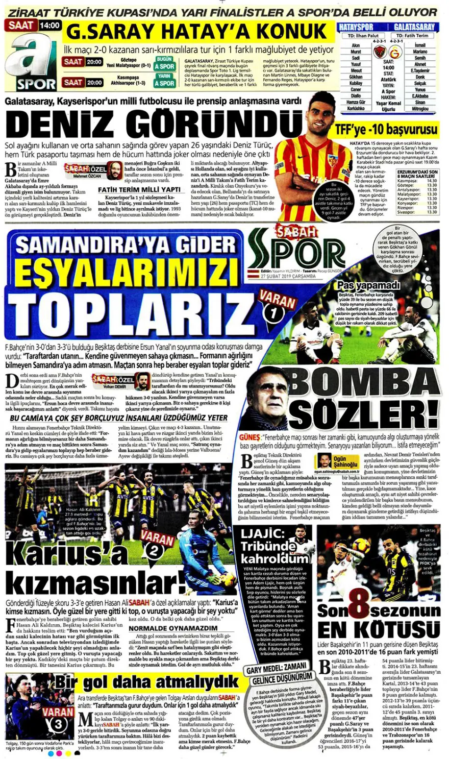 Günün spor manşetleri (27 Şubat 2019) 4