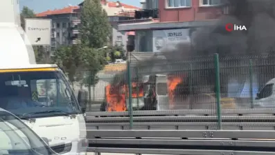 İstanbul'da korku dolu an: Alev alev yanarken E-5'te gitti!