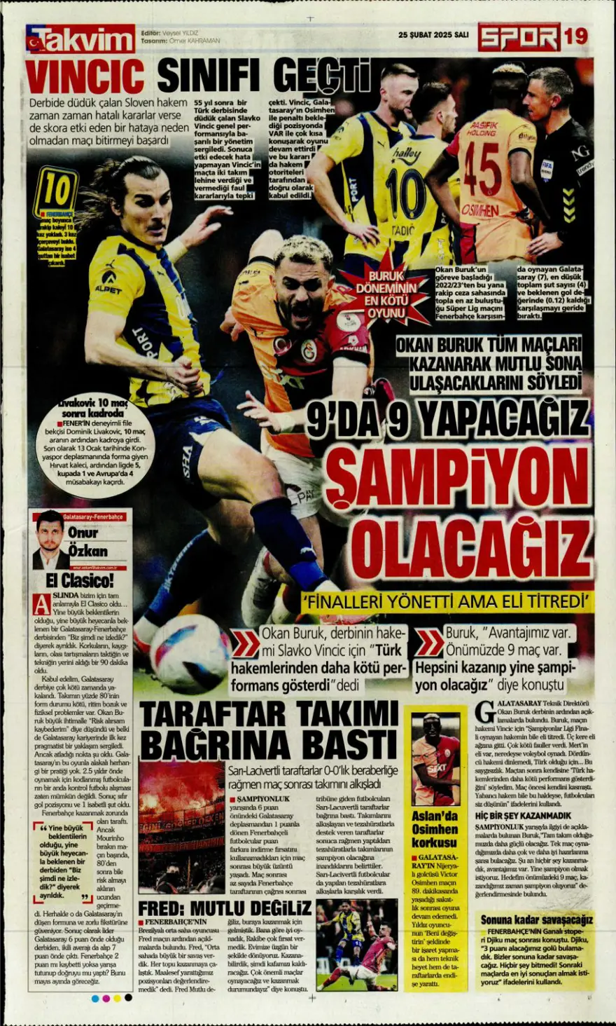 "Aslantepe'de sessiz derbi" (25 Şubat spor manşetleri) 31