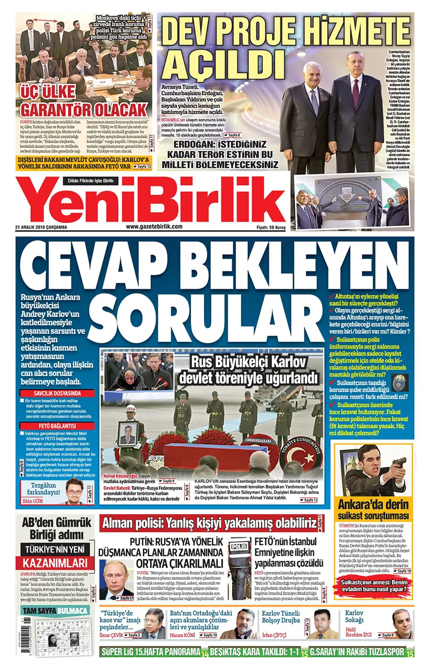 Günün gazete manşetleri - 21 Aralık 2016 15