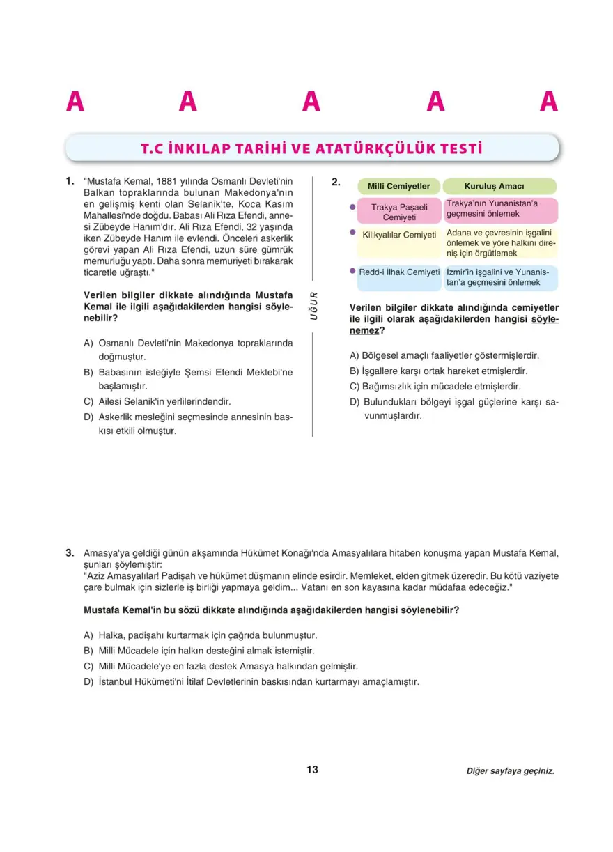Uğur Okulları LGS deneme sınavı (Sözel bölüm) 12
