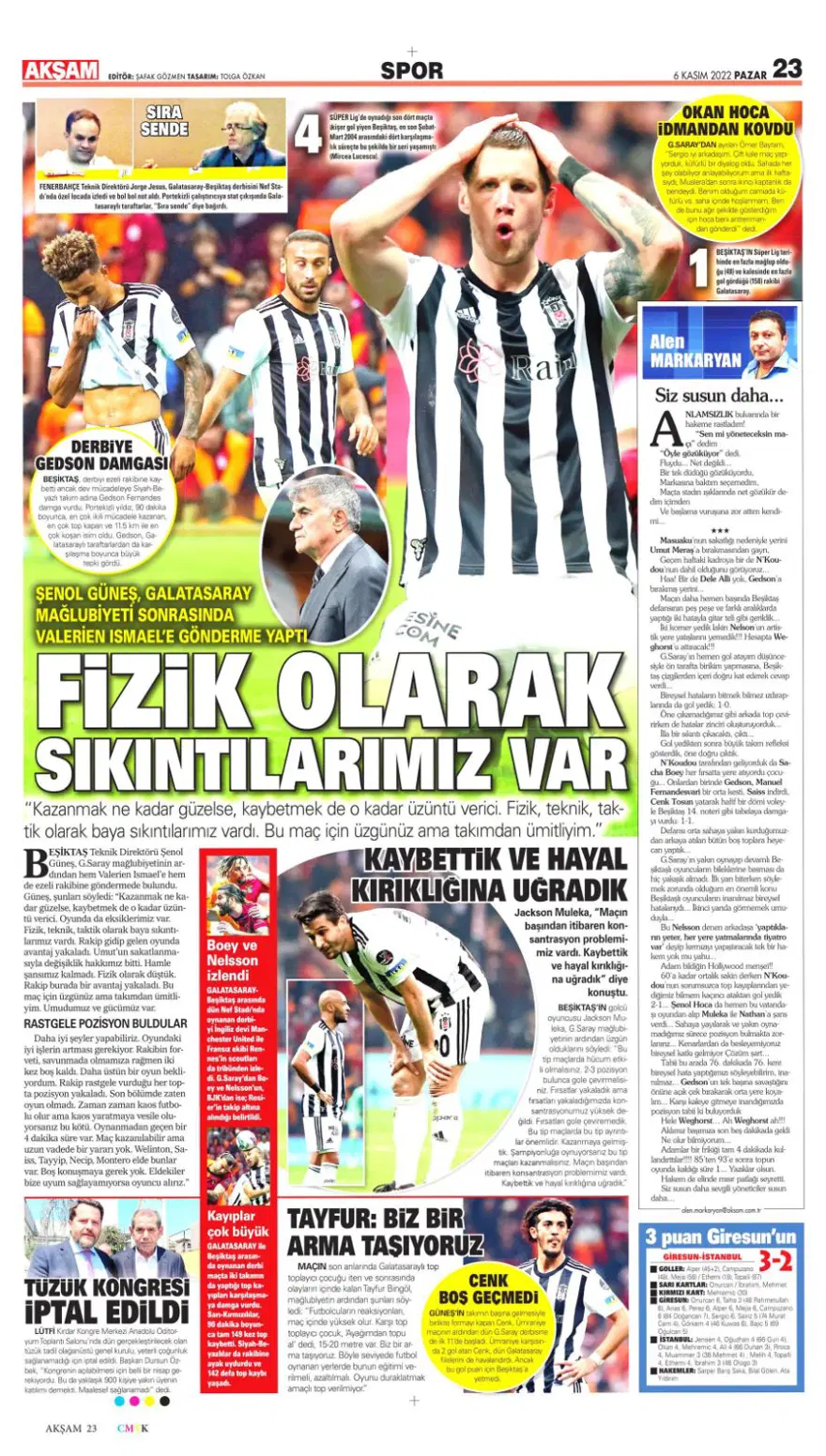 Günün spor manşetleri (6 Kasım 2022) 4