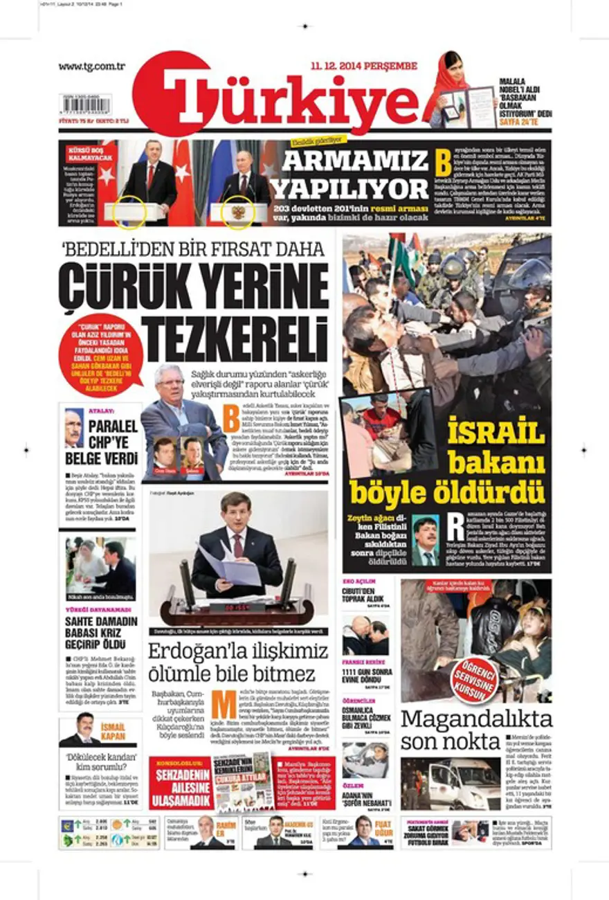 Günün gazete manşetleri 14