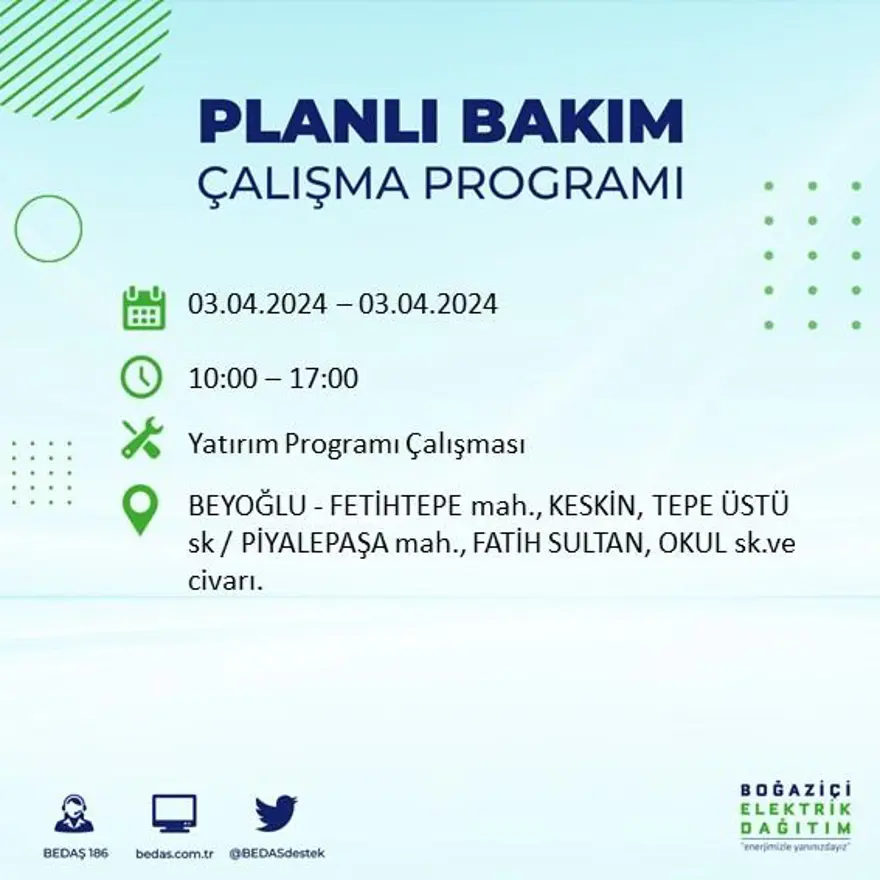 İstanbul'un 19 ilçesinde elektrik kesintisi: Elektrikler ne zaman gelecek? (3 Nisan tarihli BEDAŞ kesinti programı) 37