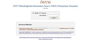 YKS tercih sonuçları 2025 açıklandı: Son dakika ÖSYM YKS yerleştirme sonucu sorgulama ekranı