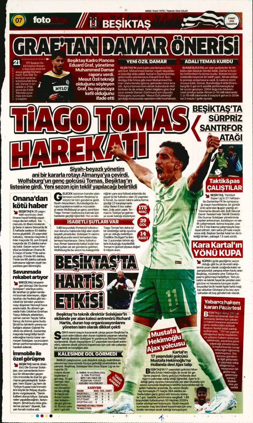 "Fatura Mourinho'ya" (8 Mart 2025 spor manşetleri) 6 "Fatura Mourinho'ya" (8 Mart 2025 spor manşetleri) 6