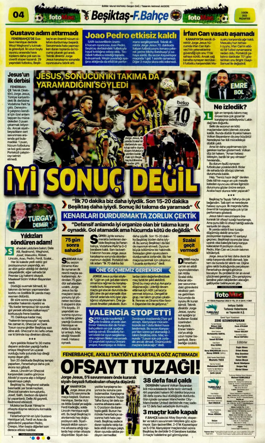 Günün spor manşetleri (3 Ekim 2022) 23