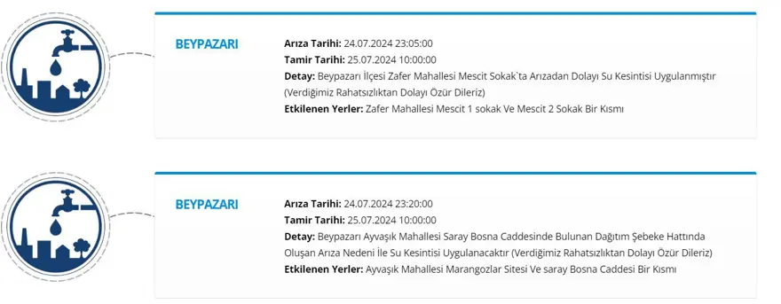 ASKİ 25 Temmuz su kesintisi programı: Ankara'da (Etimesgut, Bala,Çubuk) sular ne zaman gelecek? 2 ASKİ 25 Temmuz su kesintisi programı: Ankara'da (Etimesgut, Bala,Çubuk) sular ne zaman gelecek? 2