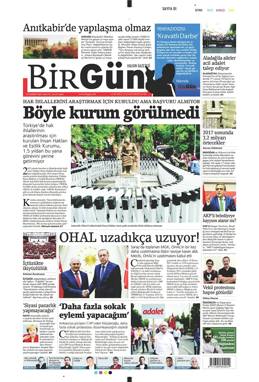 Günün gazete manşetleri - 18 Temmuz 2017 12