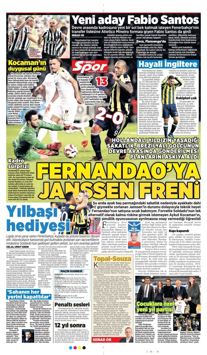 Günün spor gazeteleri (28 Aralık 2017) 