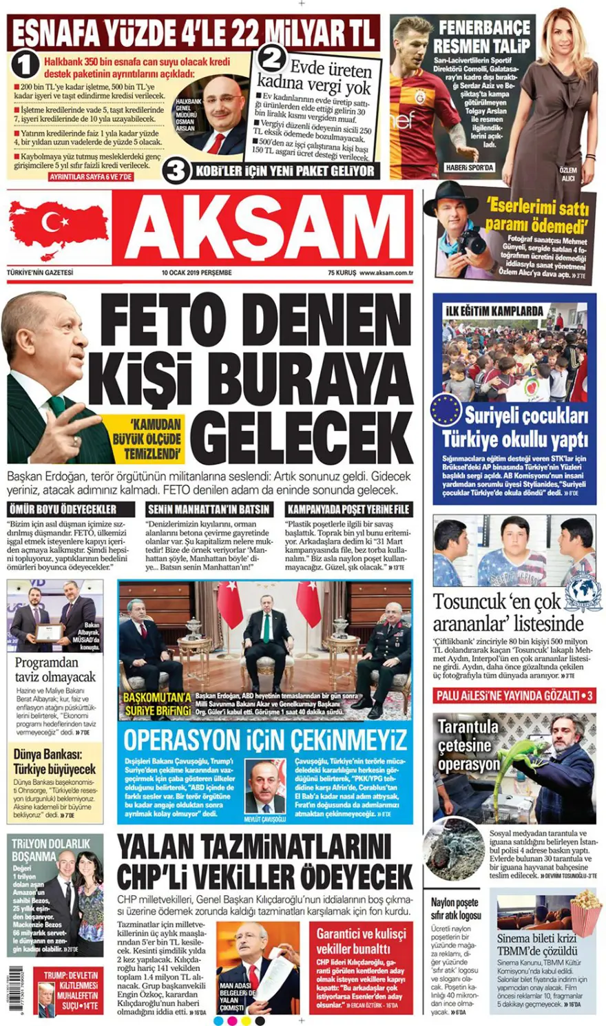 Günün gazete manşetleri - 10 Ocak 2019 9