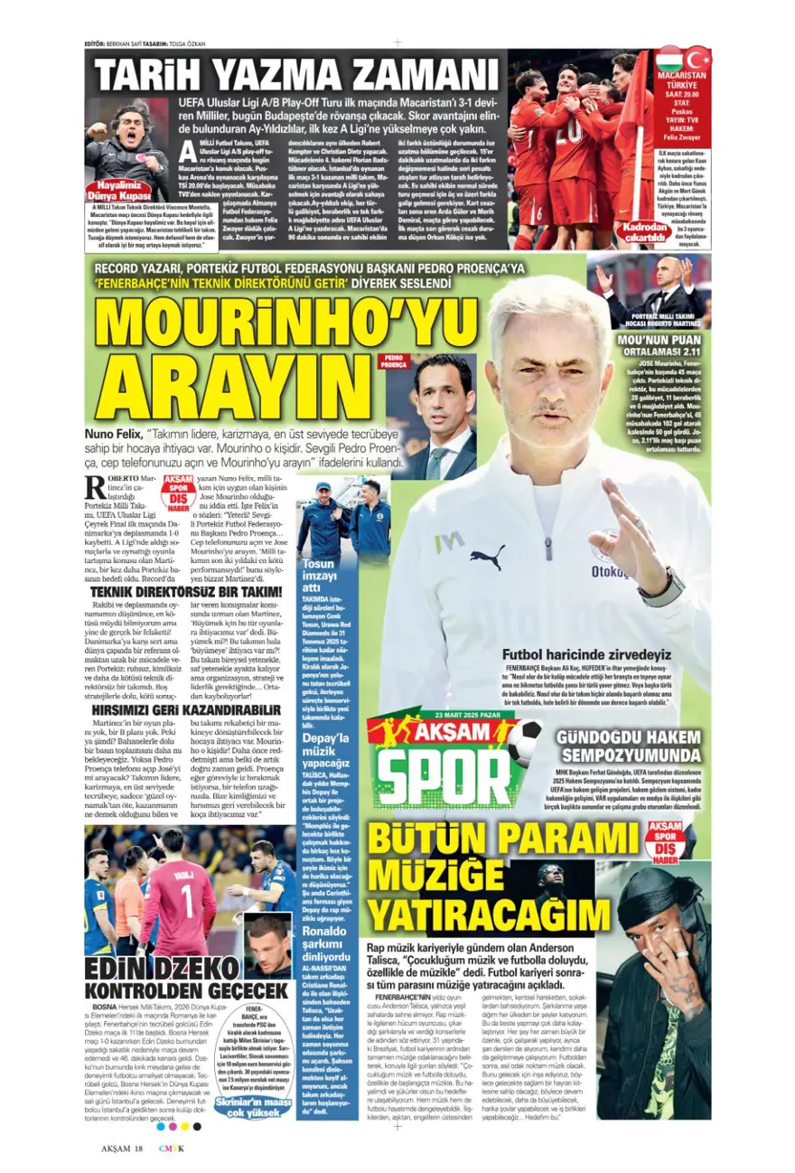 "A ligi için son viraj" (23 Mart 2025 spor manşetleri) 2 "A ligi için son viraj" (23 Mart 2025 spor manşetleri) 2