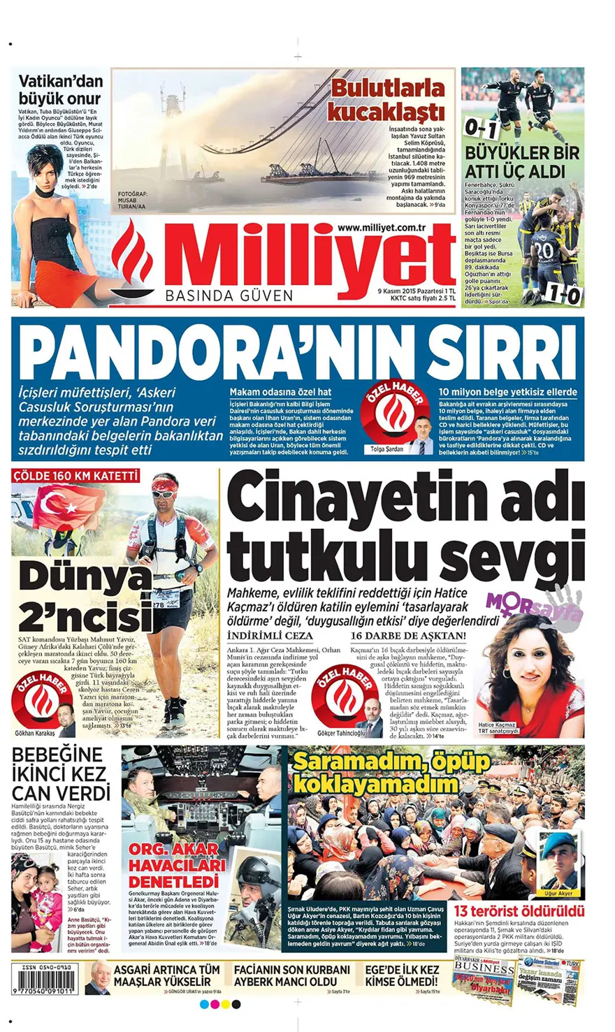 Günün gazete manşetleri - 9 Kasım 2015 4