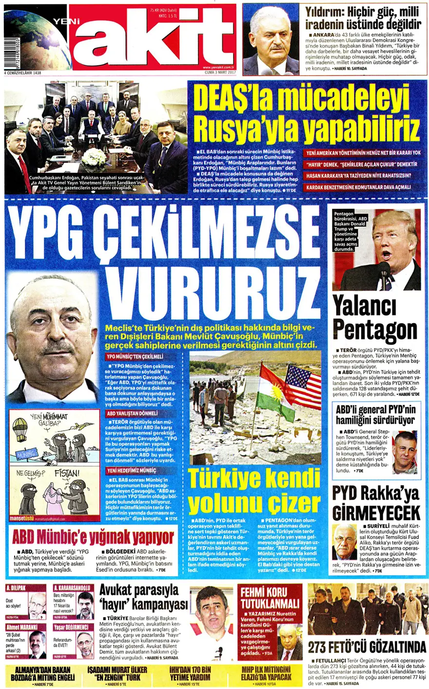 Günün gazete manşetleri - 3 Mart 2017 15