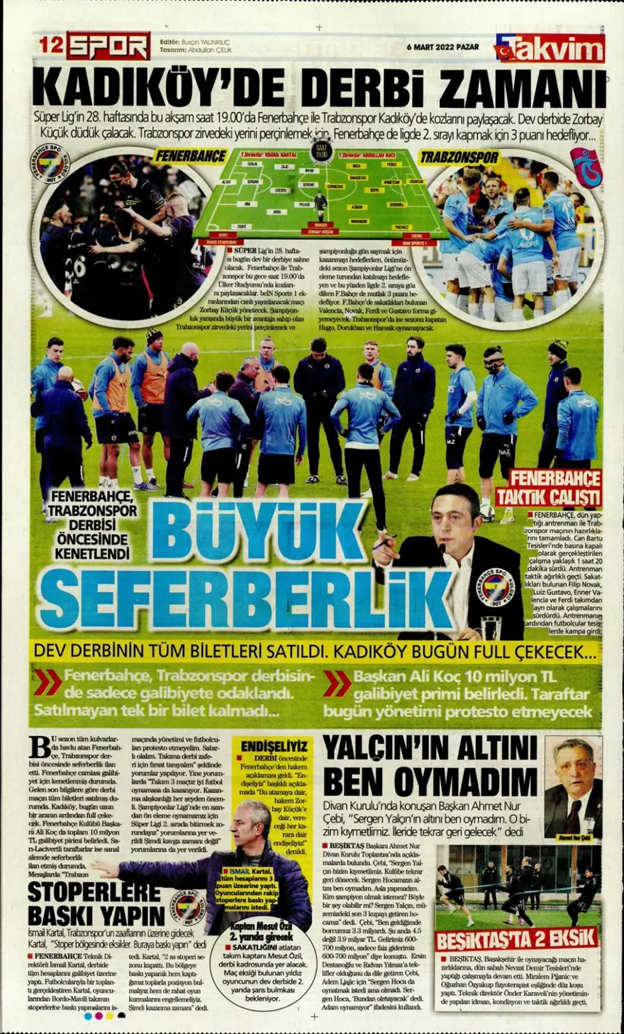 Günün spor manşetleri (6 Mart 2022) 13 Günün spor manşetleri (6 Mart 2022) 13