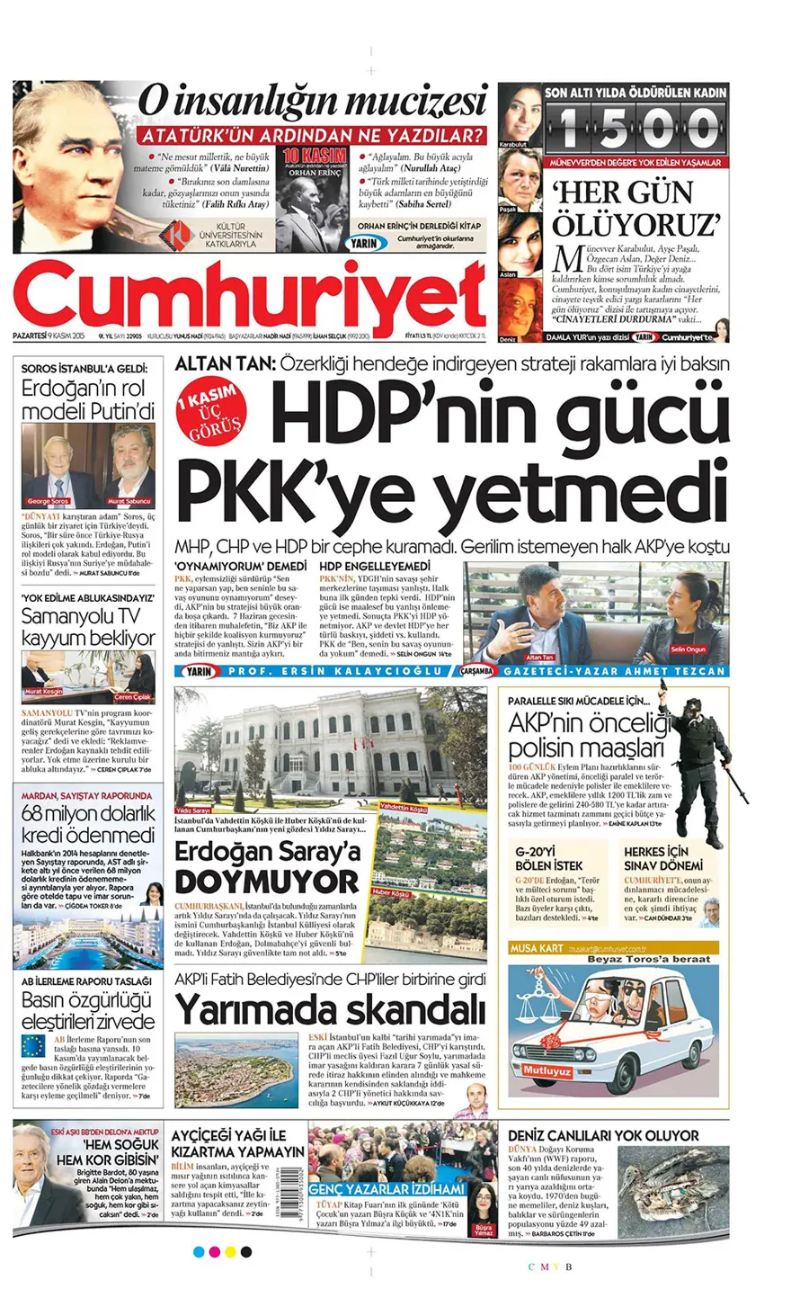 Günün gazete manşetleri - 9 Kasım 2015 6