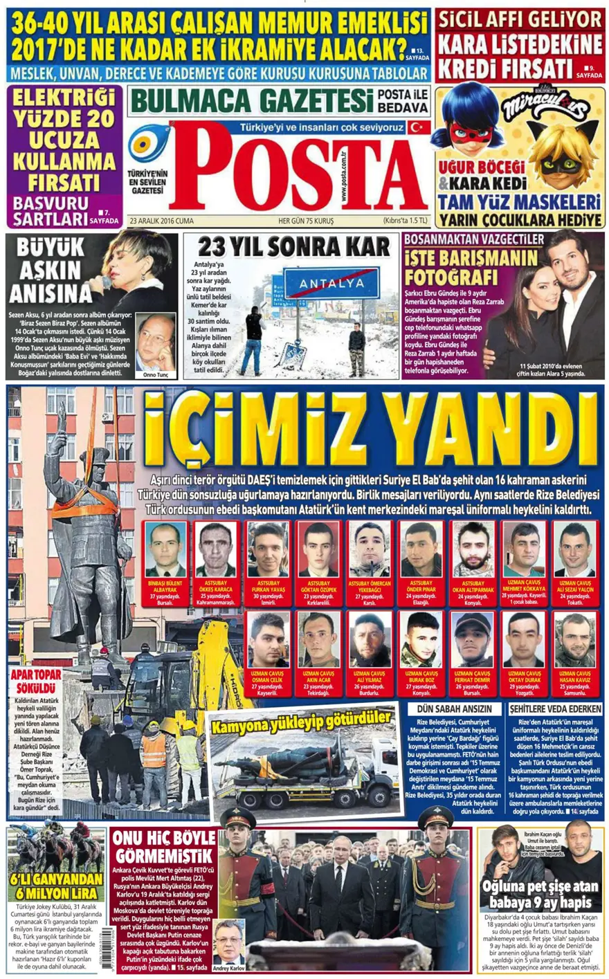 Gazete manşetleri-23.12.2016 14