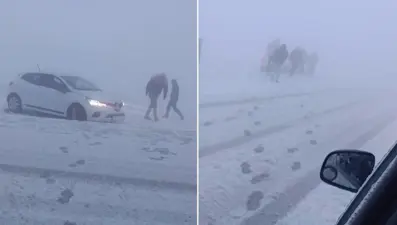 Kar, tipi ve sis! Onlarca araç mahsur kaldı