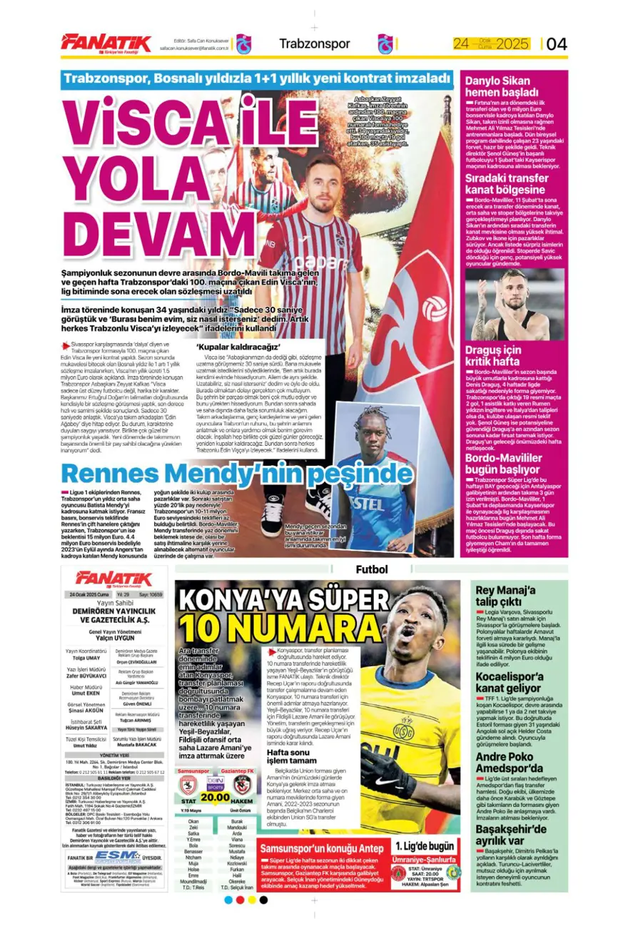 "Pavlovic sürprizi" (24 Ocak 2025 spor manşetleri) 13