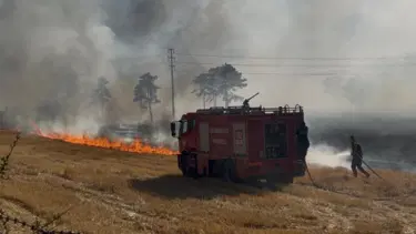 Kırklareli'nde korkutan anız yangını