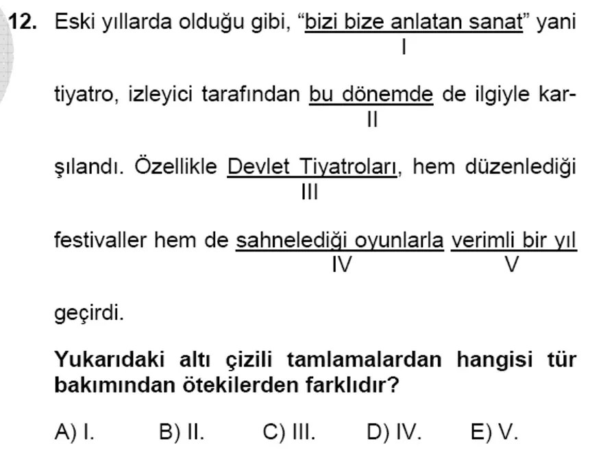 YGS Türkçe Soru ve Yanıtları 11