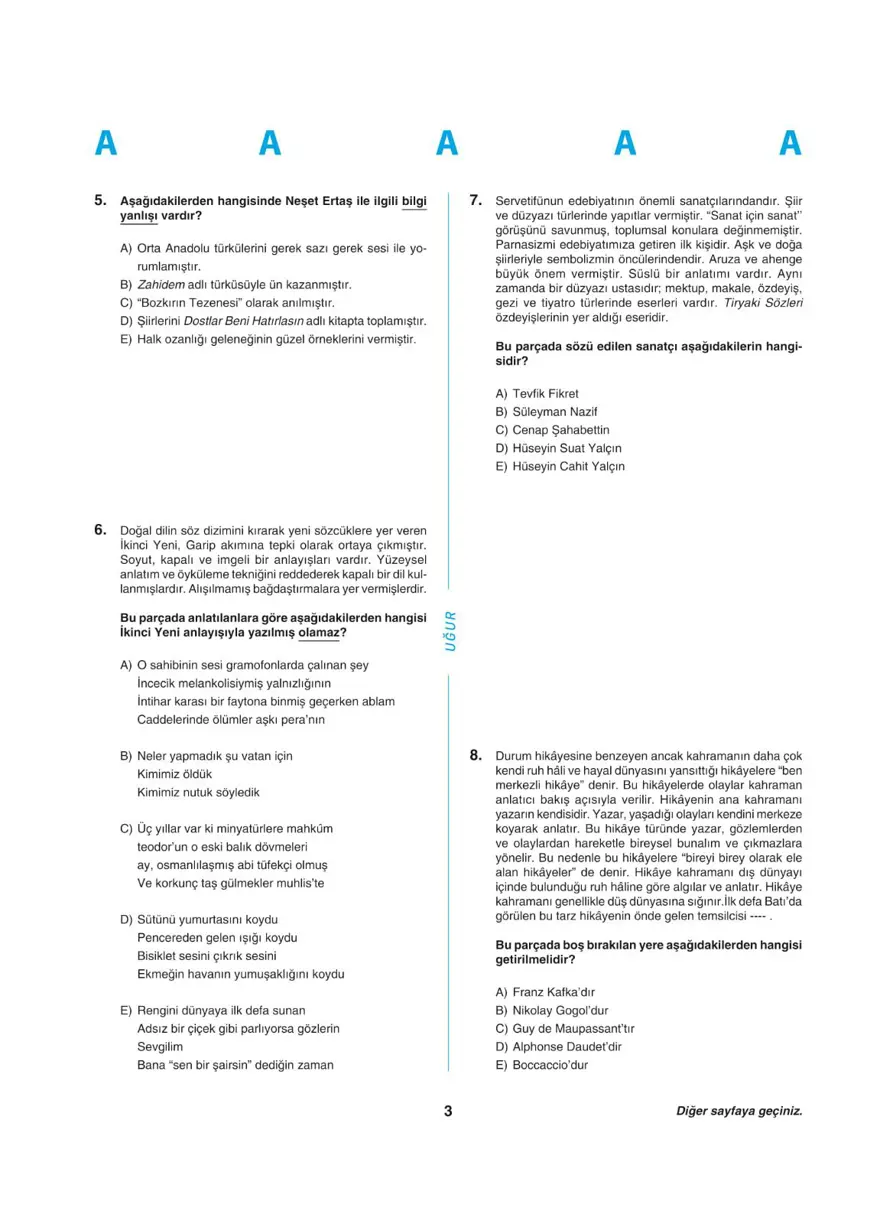 Uğur Okulları YKS - AYT deneme sınavı 2 Uğur Okulları YKS - AYT deneme sınavı 2