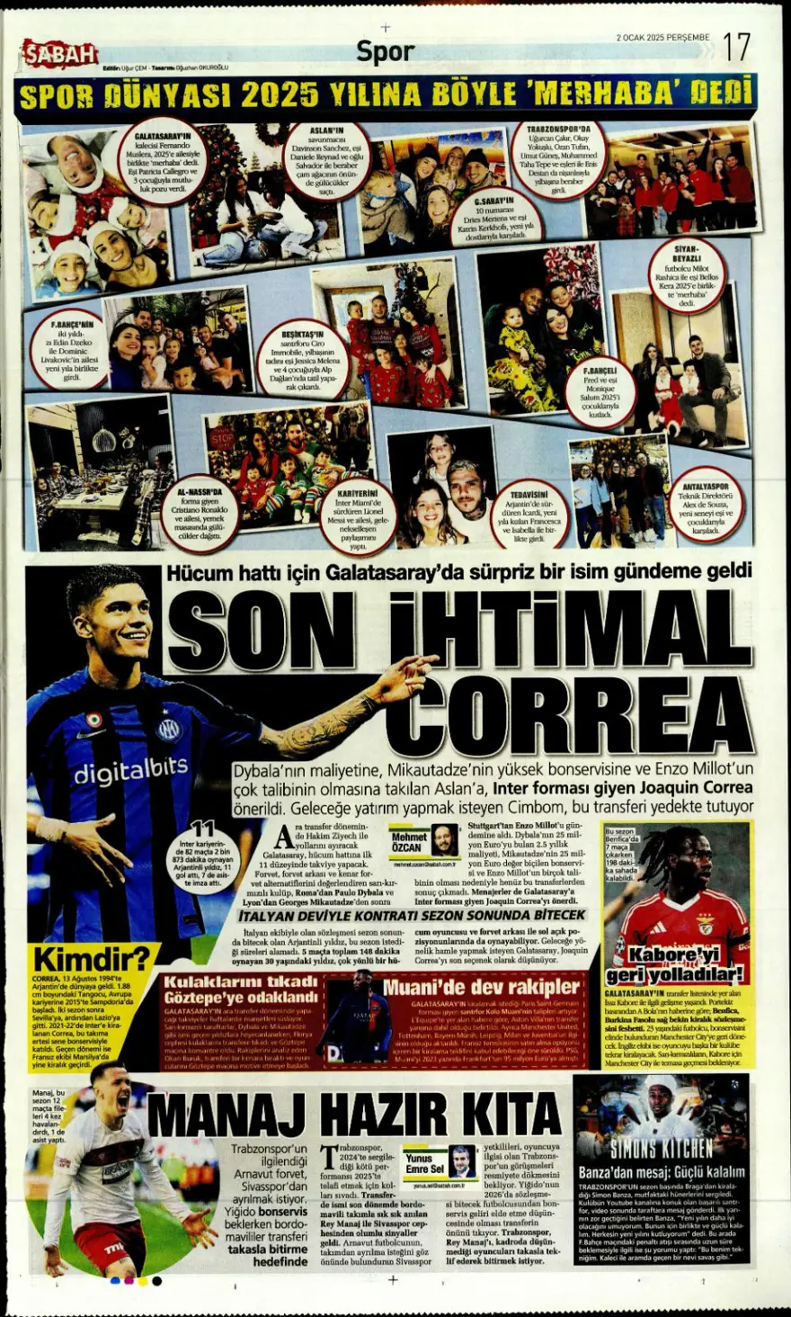 "Galatasaray'da Sane bombası" (2 Ocak 2025 spor manşetleri) 18